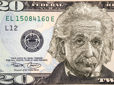 Albert Einstein on money photo